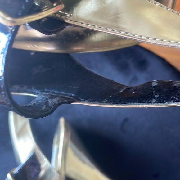 STEVE MADDEN GOLD METALLIC SLING BACK HIGH HEEL WOMEN'S PEP TOE SHOES SIZE 7 M - Picture 13 of 15